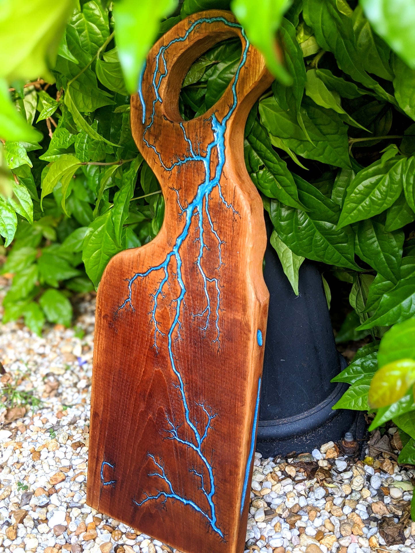 Handled Charcuterie Board - Fractal Burned with Comfort-Grip Handle