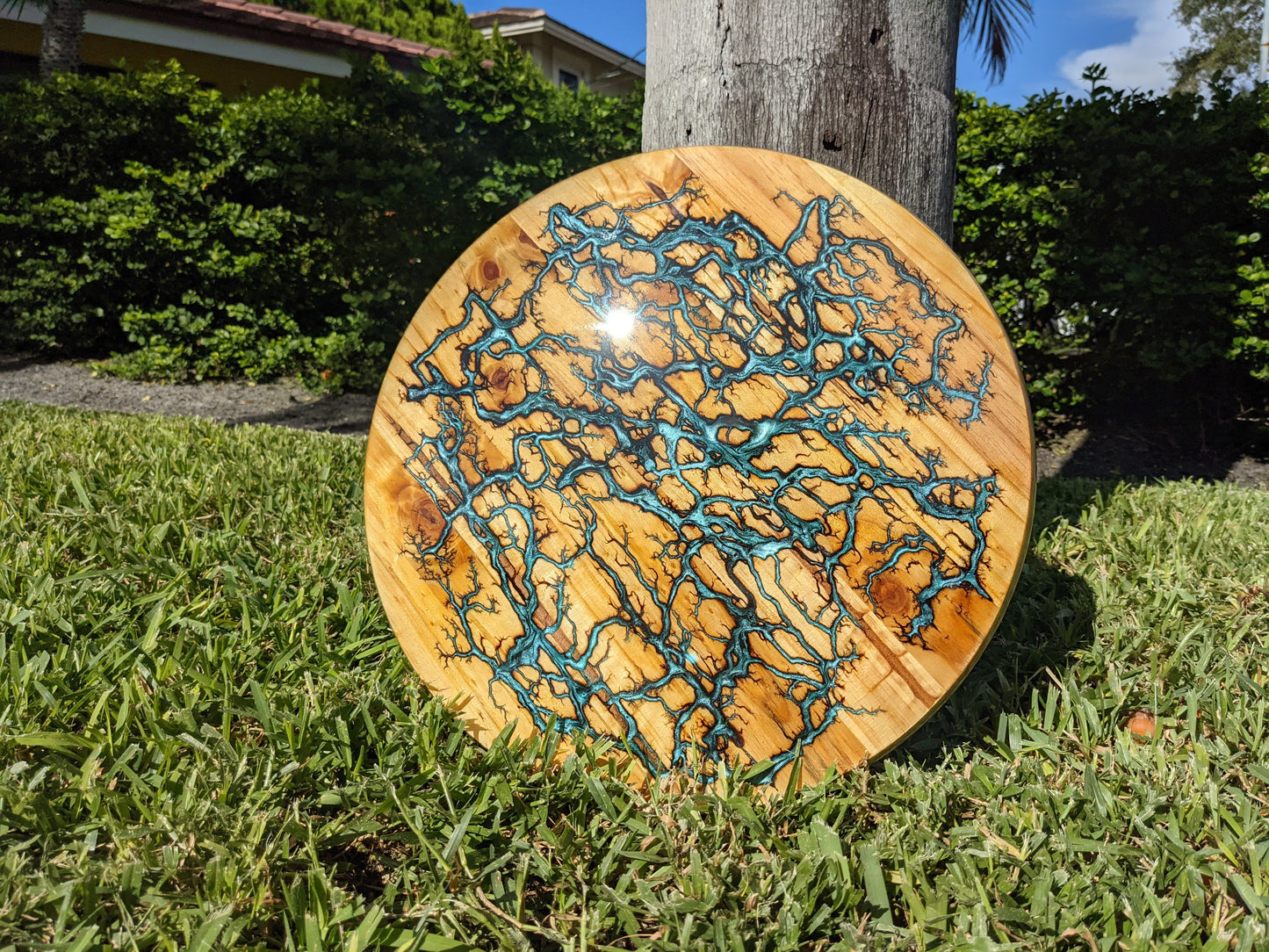 Fractal Burned Round Charcuterie Board - Customizable (15")