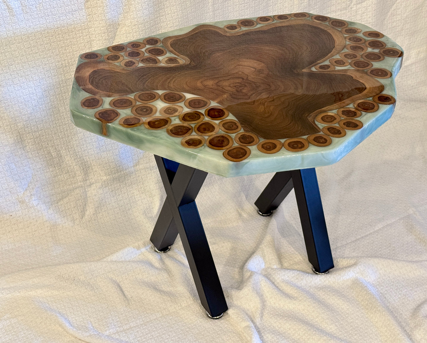The Jade In The Forest | Live Edge Teak & Resin Accent Table