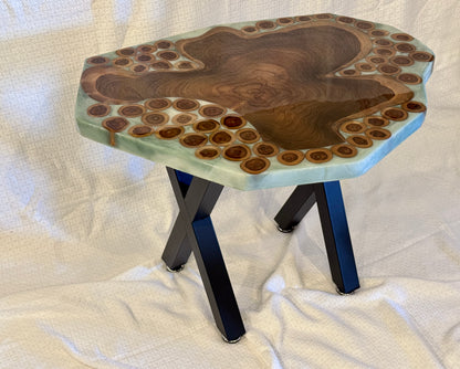 The Jade In The Forest | Live Edge Teak & Resin Accent Table