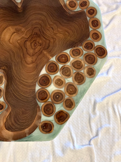 The Jade In The Forest | Live Edge Teak & Resin Accent Table