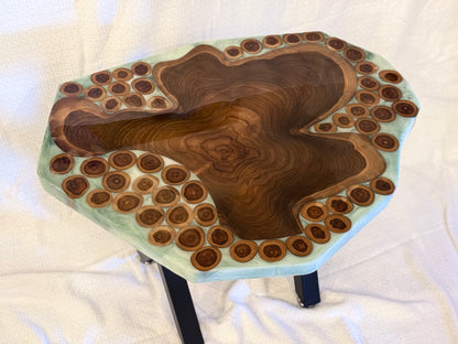 The Jade In The Forest | Live Edge Teak & Resin Accent Table