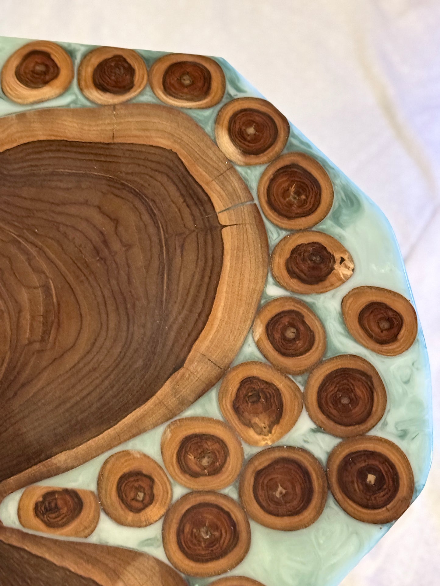 The Jade In The Forest | Live Edge Teak & Resin Accent Table