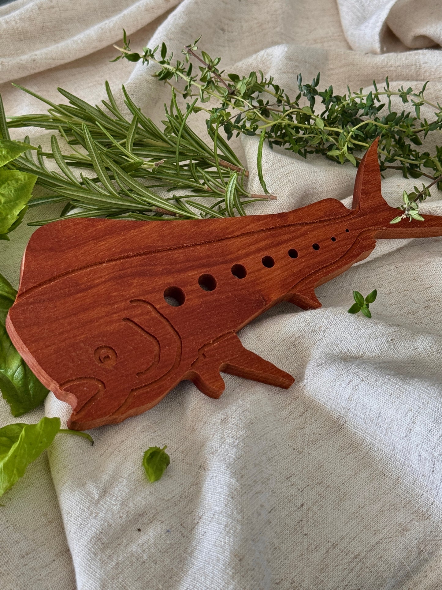 The Cedar Bull Mahi Herb Stripper | Handcrafted Wooden Herb Tool for Fresh Garden Herbs