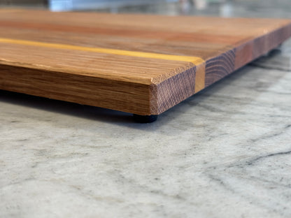 White Oak, Cherry & Yellowheart Cutting Board | 12” x 18” Handmade Hardwood Kitchen Board