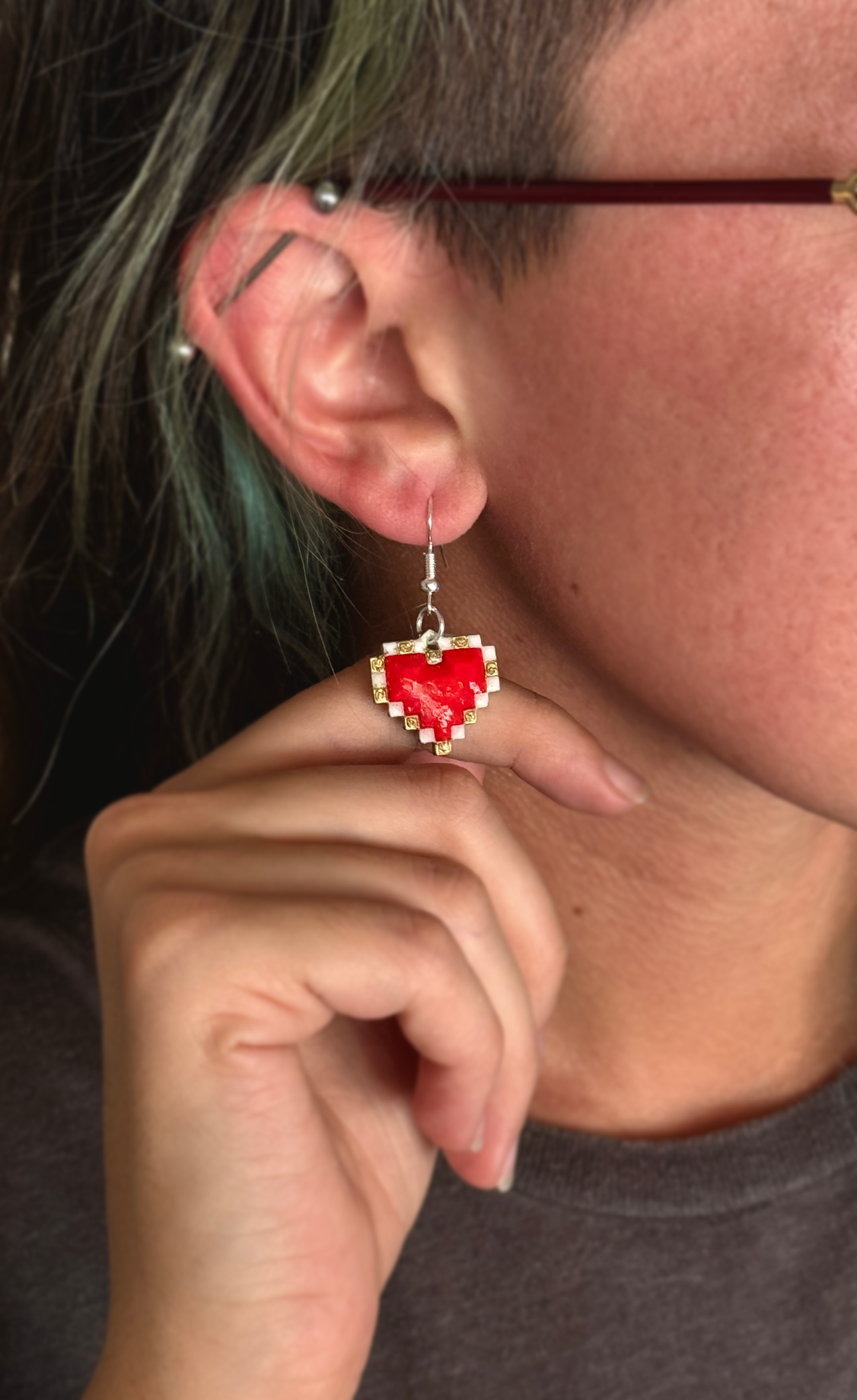 Pixel Heart Container Earrings