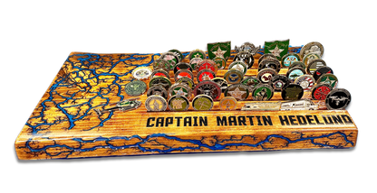 Live Edge Challenge Coin Holder - Fractal Burned Display