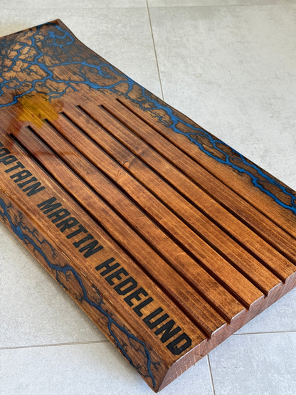 Live Edge Challenge Coin Holder - Fractal Burned Display