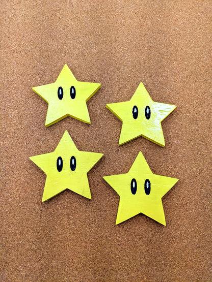 Mario Super Star Wood Coaster Set - Handcrafted Gaming Coasters (Set of 4)