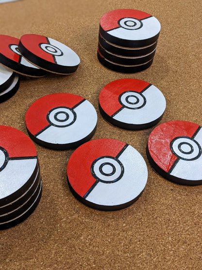 Pokéball Wood Coaster Set - Handcrafted Gaming Coasters (Set of 4)