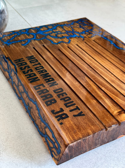 Live Edge Challenge Coin Holder - Fractal Burned Display