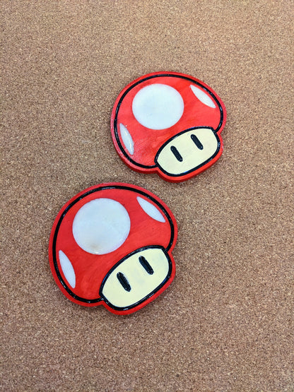 Mario Mushroom Wood Coaster Set - Handcrafted Gaming Coasters (Set of 4)